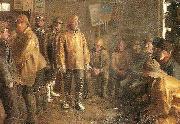Michael Ancher, i kobmandens bod en vinterdag, nar der ikke fiskes